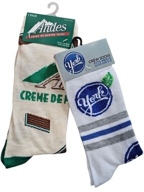 Andes & York Novelty Men's Crew Socks - White & Cream - Pack of 2